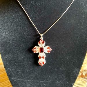Vermelho Garnet(TM) with White Topaz SS Pendant